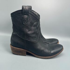 Frye Black Leather Ankle Boots